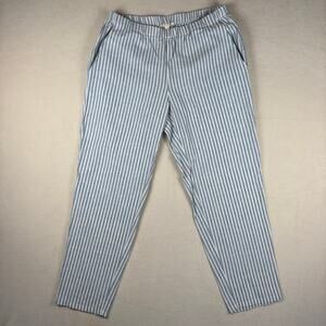 EILEEN FISHER Petite Small Hemp Organic Cotton blend Blue White Striped pant‎